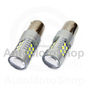 LED P21W CANBUS 6000K SUPERWHITE BA15s 24xSMD 3030 1156 P21 21W auto spuldze 12V 24V