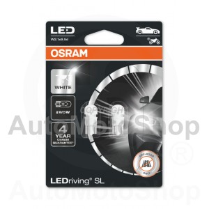 LED W5W 6000K SUPERWHITE W2.1x9.5d 2gab LEDriving® 2825 0,8W 4 gadi auto spuldze 12V OSRAM
