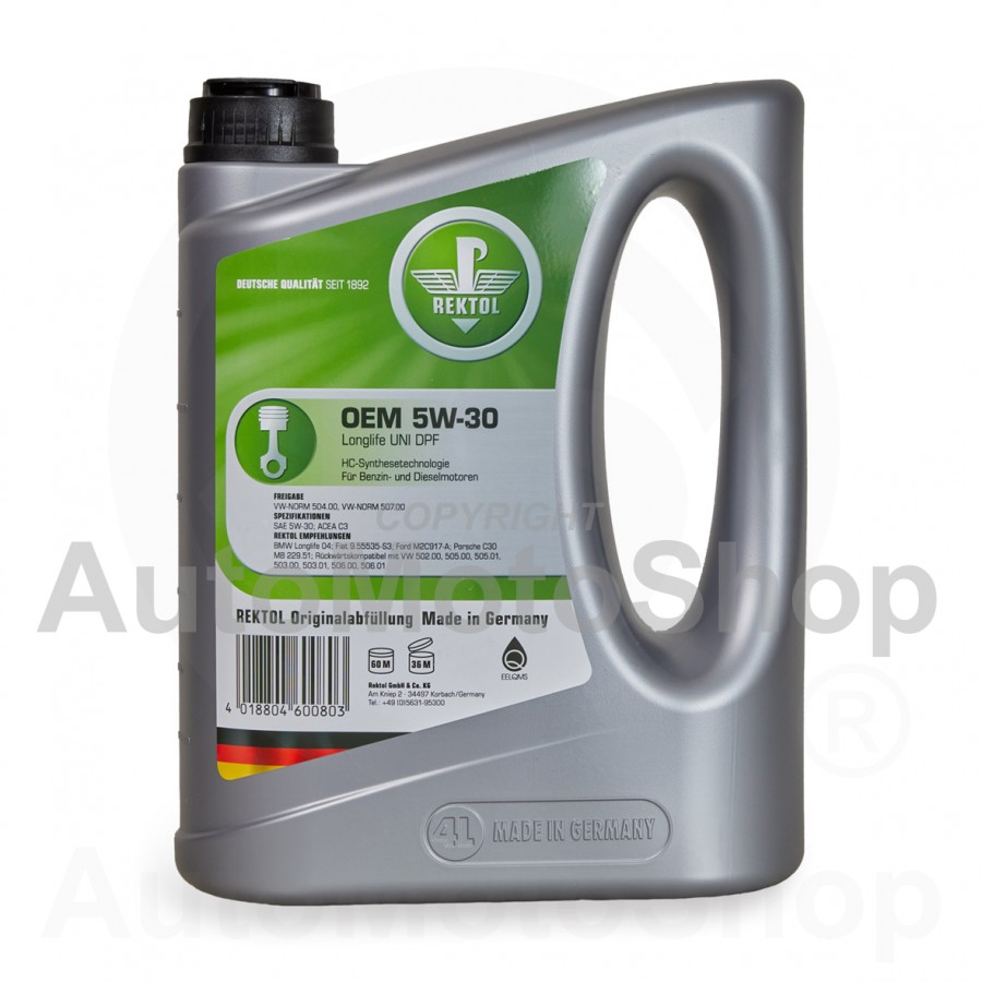 4L OEM 5W30 LL UNI DPF VolksWagen Apstiprināta Оригинальная motoreļļa 1060533