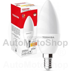 LED TOSHIBA CANDLE 3W (25W) 250Lm 2700K 80Ra ND E14 Spuldze Lampa