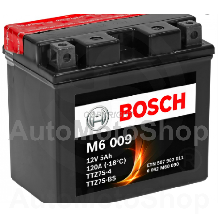 Motorcycle battery 12V 5Ah 120A 113x70x105 BOSCH