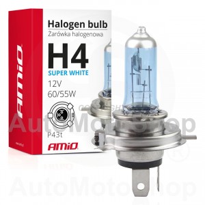 Halogēna spuldze H4 12V 60/55W UV filtrs (E8) Super White
