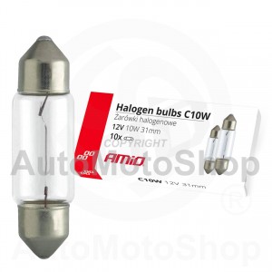 Halogēnās spuldzes C10W Festoon 31mm 12V 10gab