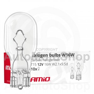 Halogēnās spuldzes W16W T15 16W W2.1x9.5d 12V 10gab
