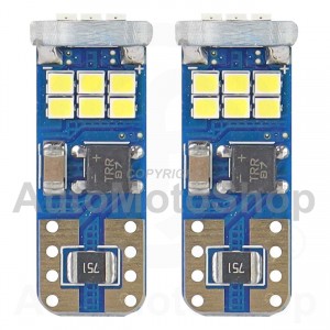 LED CANBUS 18SMD UltraBright 2016 T10e (W5W) Balts 12V/24V