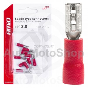 Lāpstas tipa savienotāji 3,8mm 0,5-1,5mm2 10A 10 gab