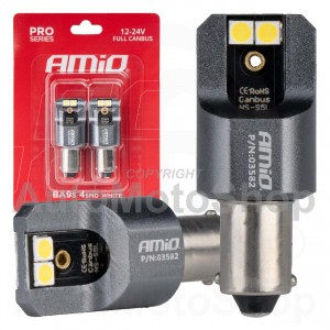 LED CANBUSPRO sērija BA9S 4x3030 SMD White 12/24V FULL CANBUSAMIO-03582