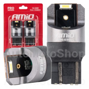 LED CANBUS PRO sērija W21/5W 2x1860 SMD White 12V 24V AMIO-03601